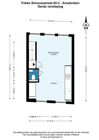 Floor plan - Fokke Simonszstraat 92-3, 1017 TK Amsterdam 
